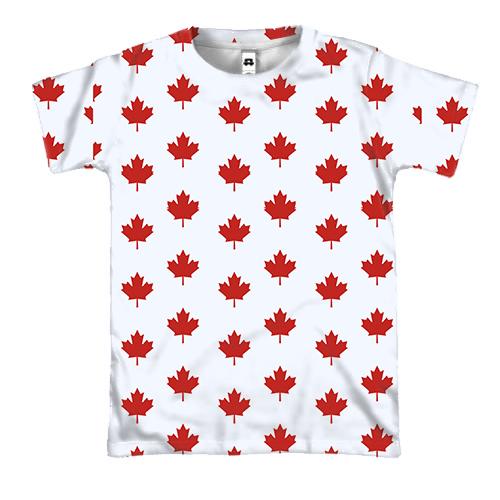 3D футболка с листиками флага Канады