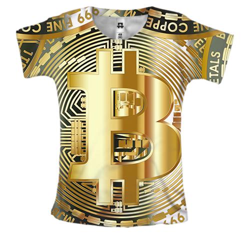 Женская 3D футболка с золотым Bitcoin