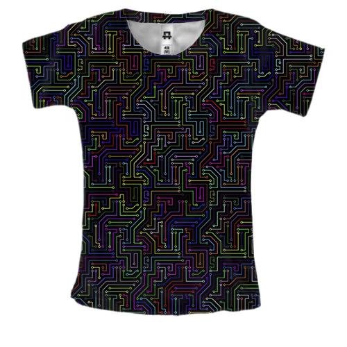 Женская 3D футболка с разноцветной схемой