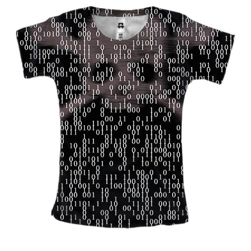 Женская 3D футболка с программным кодом и черепом (2)