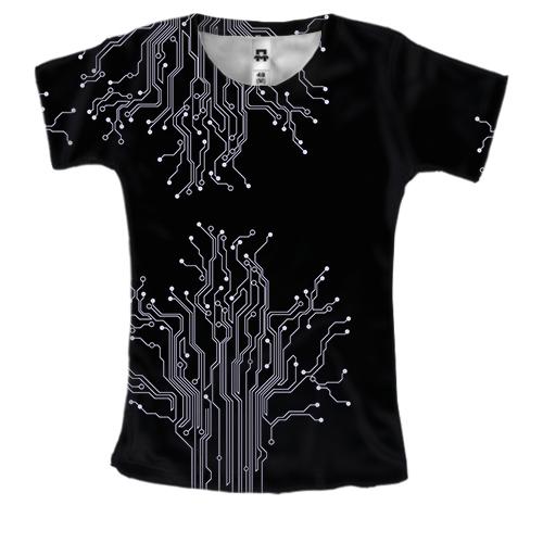 Женская 3D футболка со схемой деревом