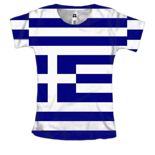 Женская 3D футболка с флагом Греции