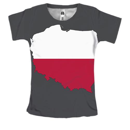 Женская 3D футболка с флагом Польши
