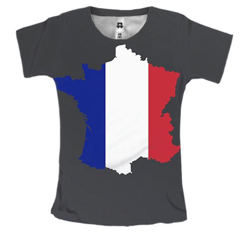 Женская 3D футболка с контурным флагом Франции