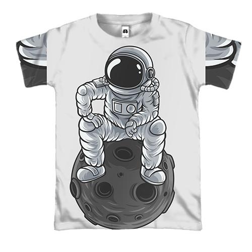 3D футболка с астронавтом сидящим на Луне