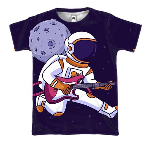 3D футболка с космонавтом гитаристом