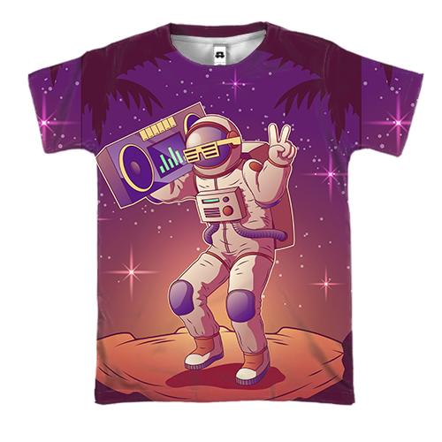 3D футболка с космонавтом и магнитофоном
