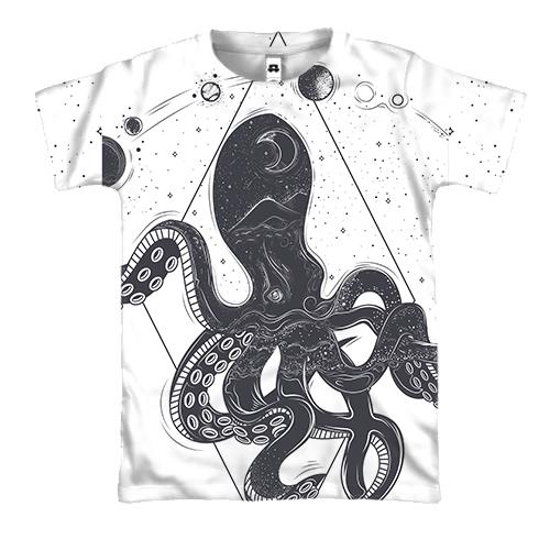 3D футболка с космическим осьминогом