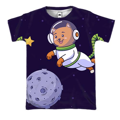 3D футболка с котом в космосе
