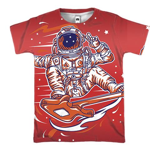3D футболка с астронавтом и гитарой