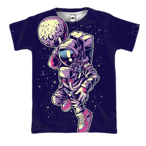 3D футболка с астронавтом и Луной