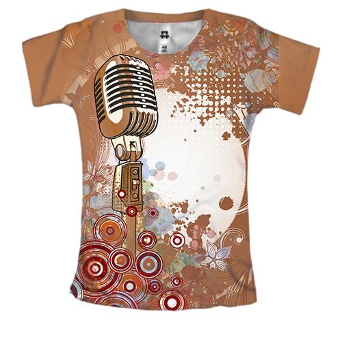 Женская 3D футболка с узорным микрофоном