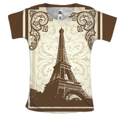 Женская 3D футболка с Эйфелевой башней