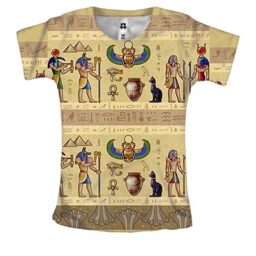 Женская 3D футболка с египетской стеной