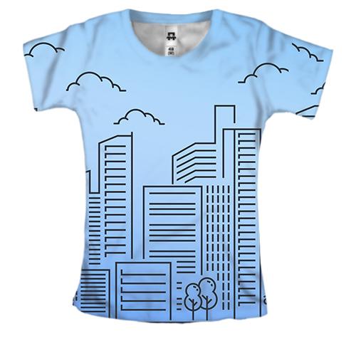 Женская 3D футболка с контурным городом