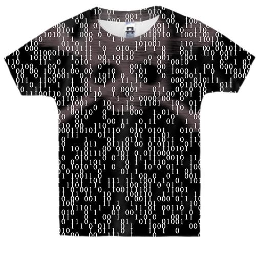 Детская 3D футболка с программным кодом и черепом (2)