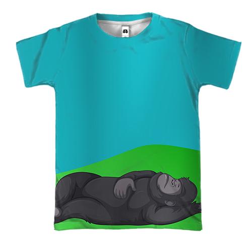 3D футболка с ленивой обезьяной