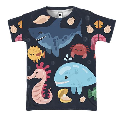 3D футболка с морскими существами