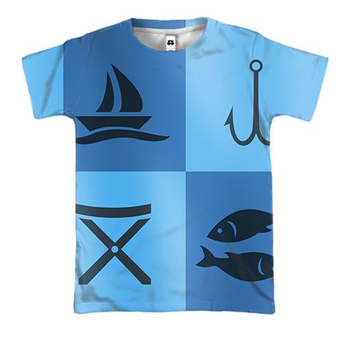 3D футболка с символикой рыбалки