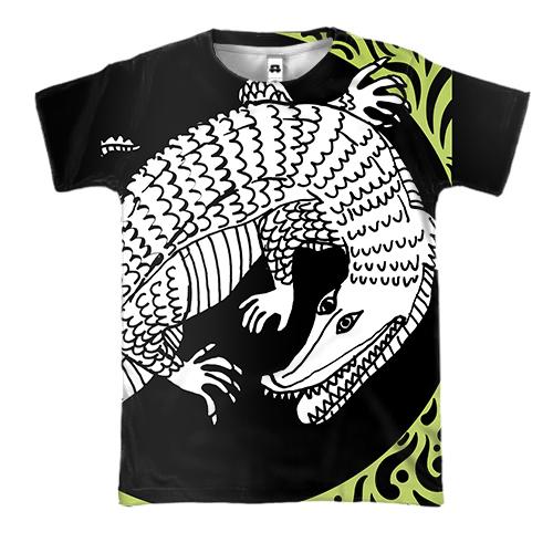 3D футболка с белым крокодилом