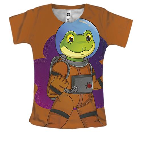 Женская 3D футболка с лягушкой в скафандре