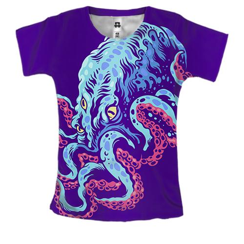 Женская 3D футболка с трехглазым осьминогом