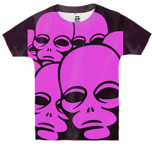 Детская 3D футболка с розовыми пришельцами
