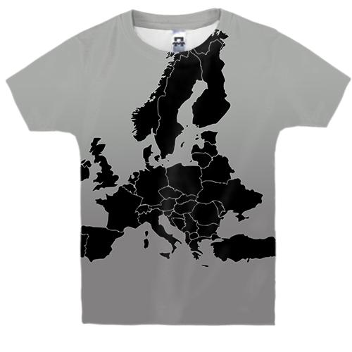 Детская 3D футболка с картой Европы