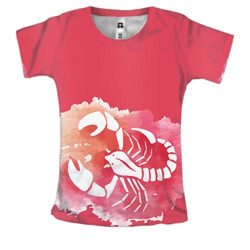 Женская 3D футболка с акварельным Скорпионом