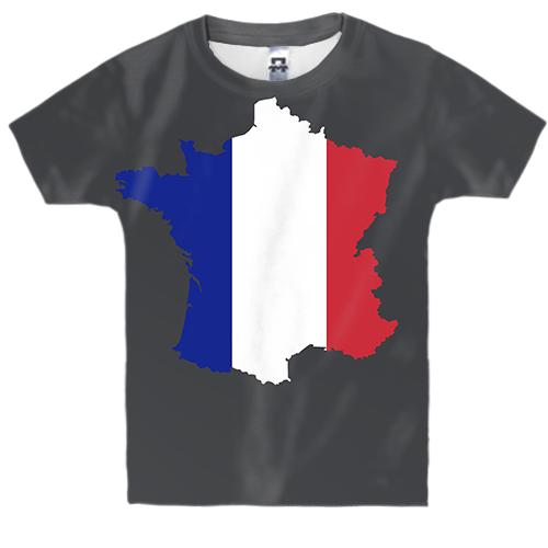 Детская 3D футболка с контурным флагом Франции