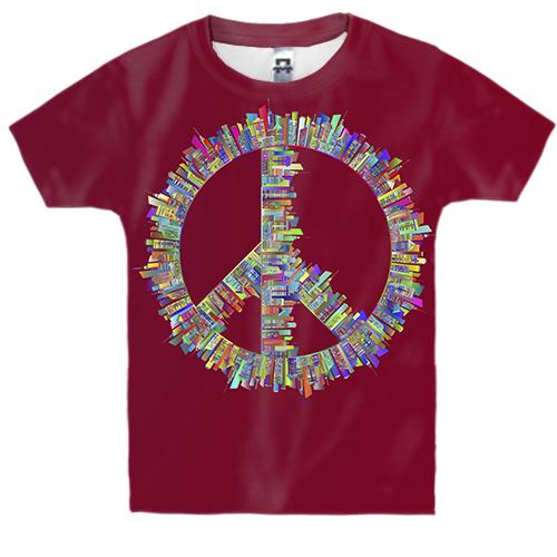 Детская 3D футболка с гербом мира и зданиями