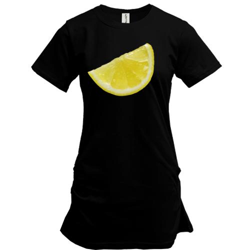 Подовжена футболка часточка лимона