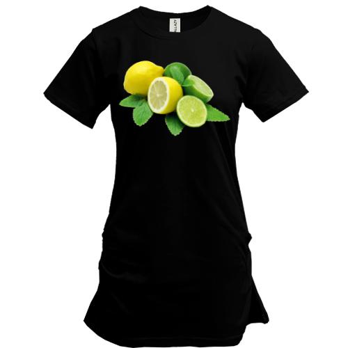 Подовжена футболка з лимонами і лаймом