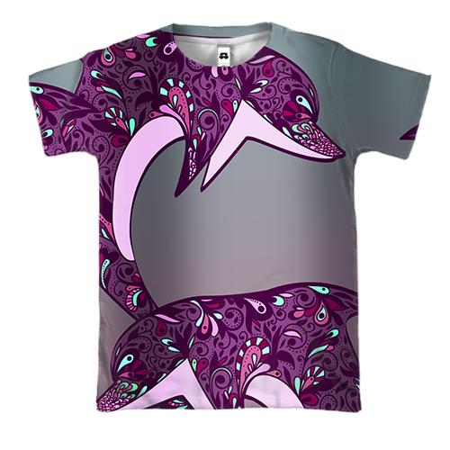 3D футболка с узорными дельфинами