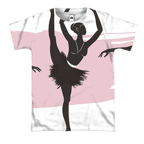 3D футболка с черными балеринами