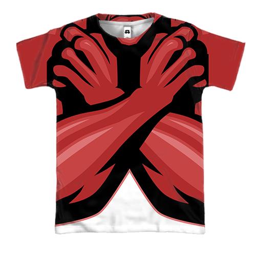 3D футболка с красными сильными руками