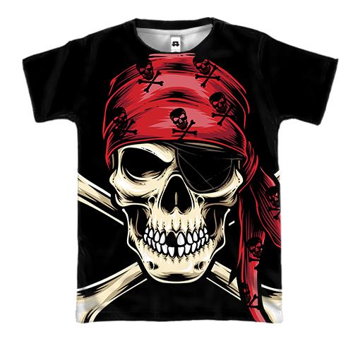 3D футболка с пиратским черепом в бандане