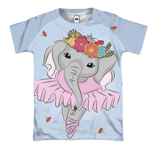 3D футболка со слоником балериной