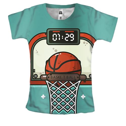 Женская 3D футболка с баскетбольным кольцом