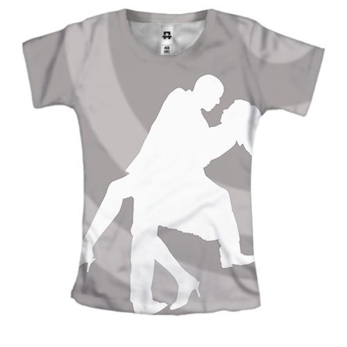Женская 3D футболка с белой танцующей парой