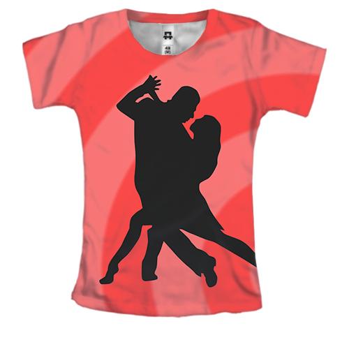 Женская 3D футболка с черной танцующей парой