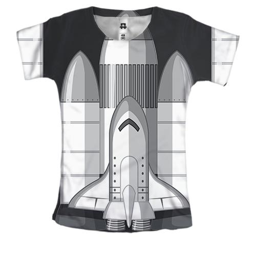 Женская 3D футболка с космической ракетой