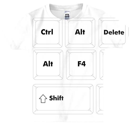 Детская 3D футболка с белой компьютерной клавиатурой