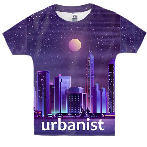 Детская 3D футболка с городом и надписью 