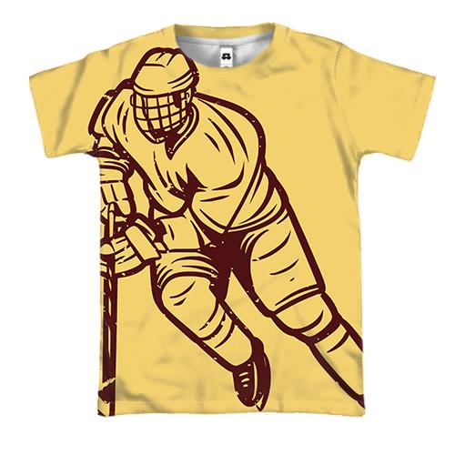 3D футболка с ретро хоккеистом