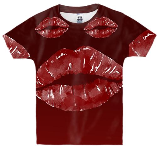 Детская 3D футболка с красными губами