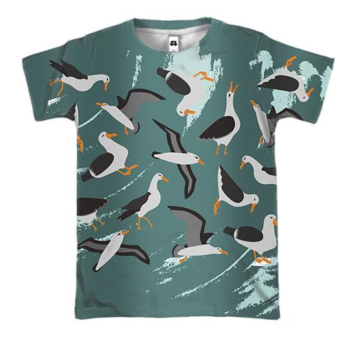3D футболка с летающими чайками