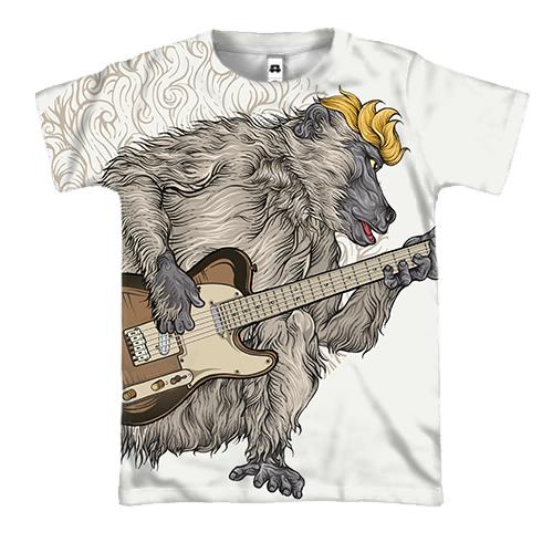 3D футболка с бабуином гитаристом