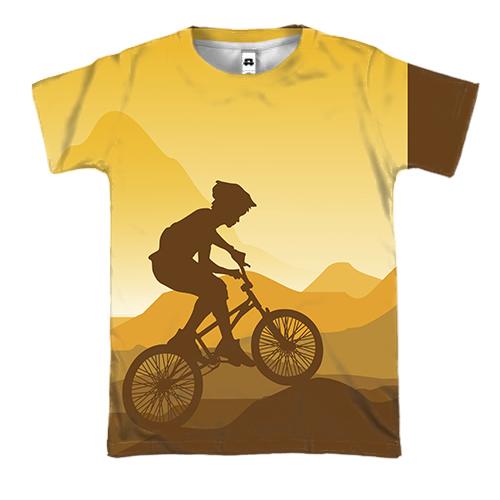3D футболка с горным велосипедистом
