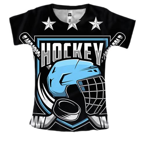 Женская 3D футболка Blue Hockey